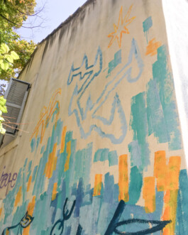 Fresque Clémenchat béton brouillon _ mural _ peinture _ street art 